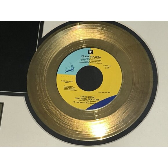 Rare Frank Sinatra "New York" 24KT Gold Plated 45 Single Record Framed Signed - Picture 3 of 10